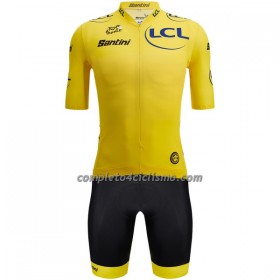Completo Maglia + Pantaloncino con bretelle 2022 Tour de France Manica Corta Giallo